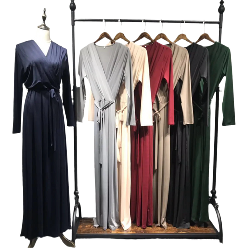 2021 New Solid Color Long Muslim Dress
