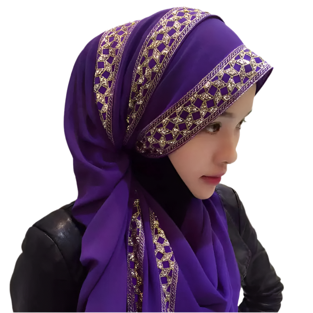 Scarf Hat with Pearl Chiffon Long Stole