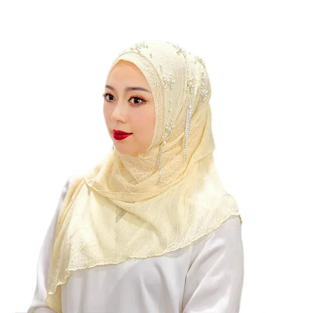 Hijab Scarf with Beads and Tassels