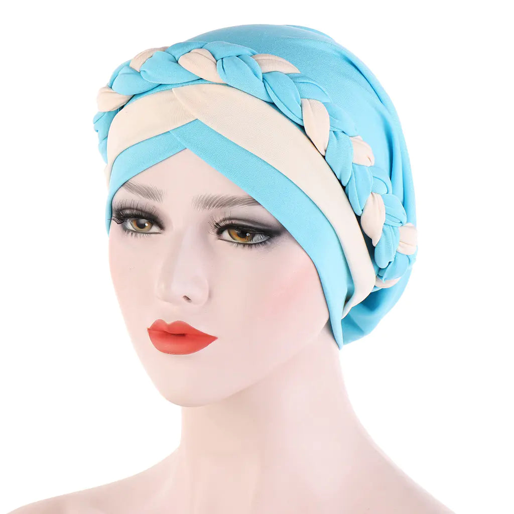 Two-Tone Milk Silk Scarf Cap