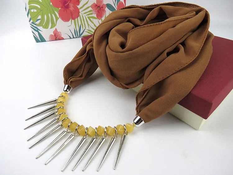 Crystal Necklace Pendant Scarf and Muslim Headscarf