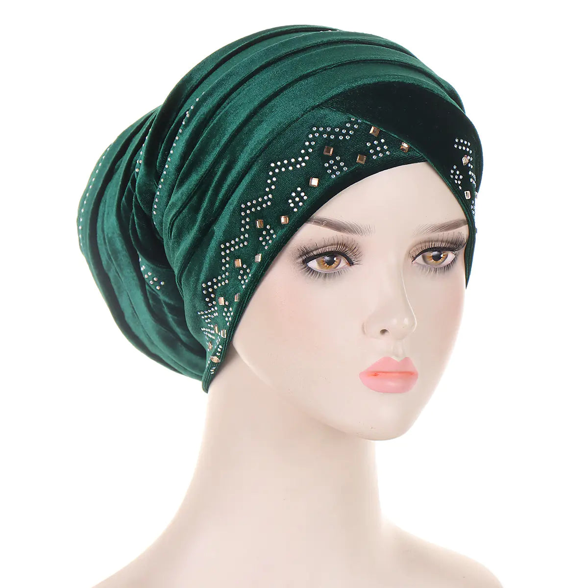 Velvet Bejeweled Muslim Turban Hat in Stock