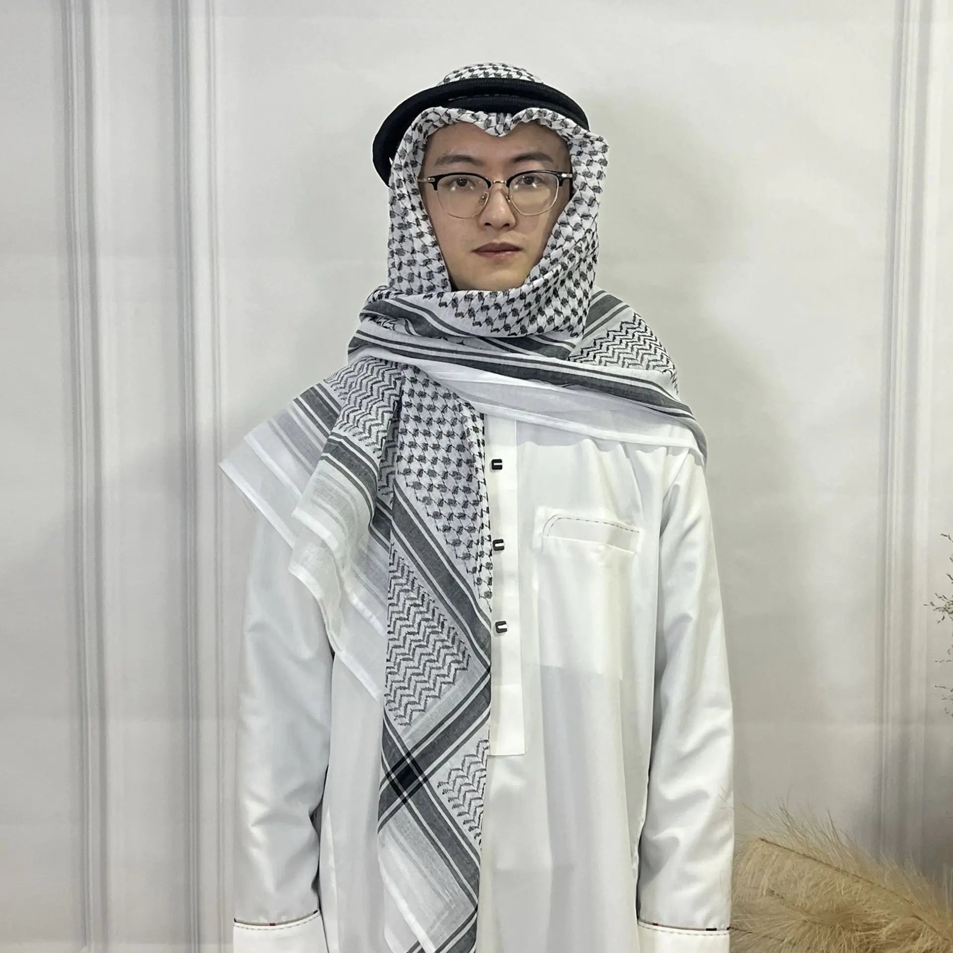Headscarf Set with Wave Stripe Design