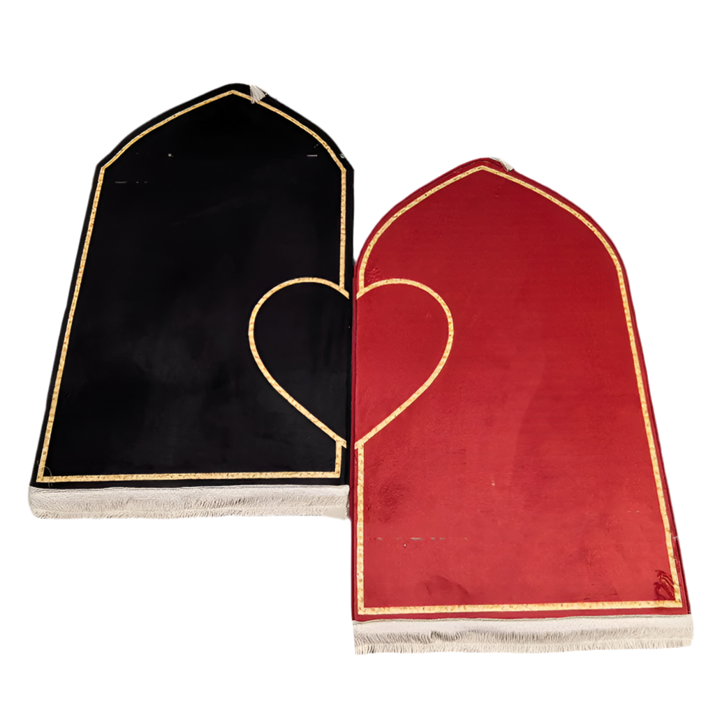 Plush Flannel Qibla Prayer Mat with Tassel Trim