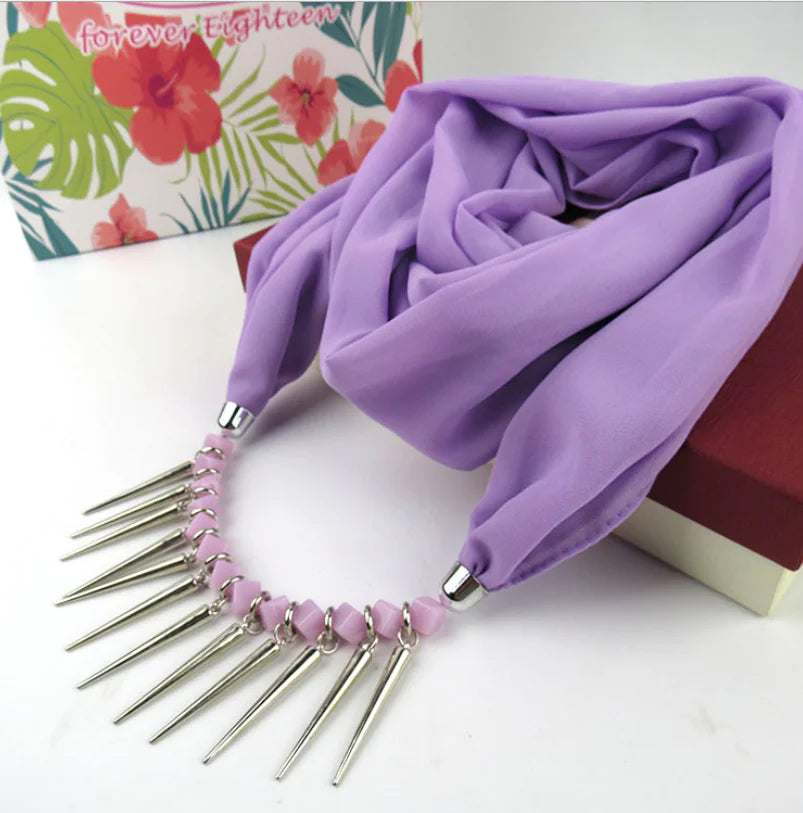 Crystal Necklace Pendant Scarf and Muslim Headscarf