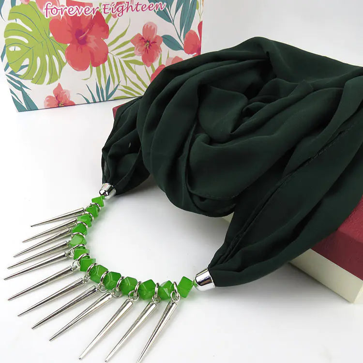 Crystal Necklace Pendant Scarf and Muslim Headscarf