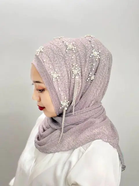 Hijab Scarf with Beads and Tassels