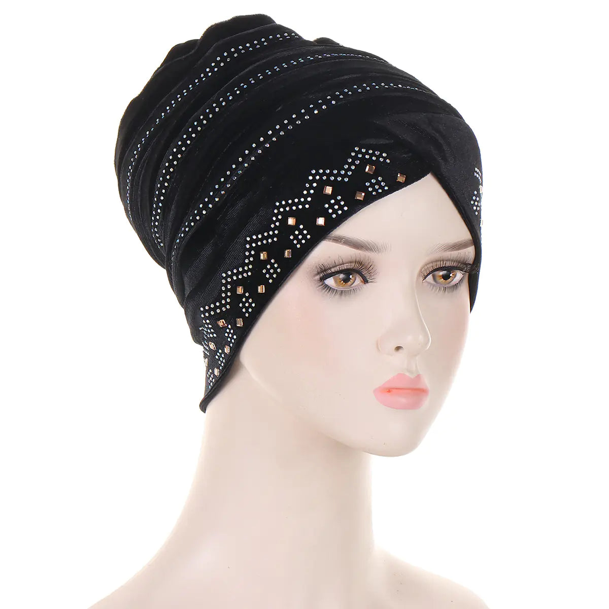Velvet Bejeweled Muslim Turban Hat in Stock