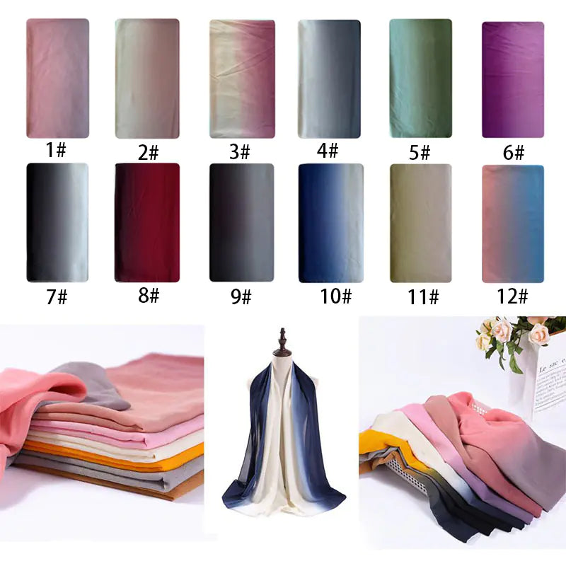 New Muslim Scarf, Pearl Chiffon Hand-Painted Gradient