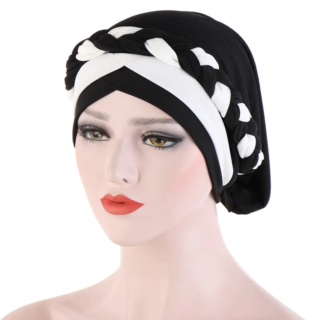 Two-Tone Milk Silk Scarf Cap