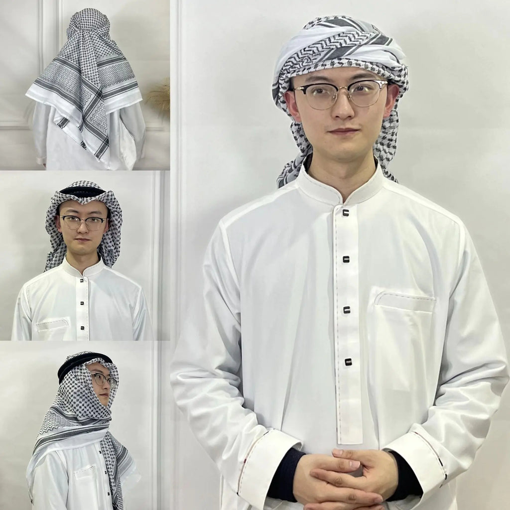 Headscarf Set with Wave Stripe Design