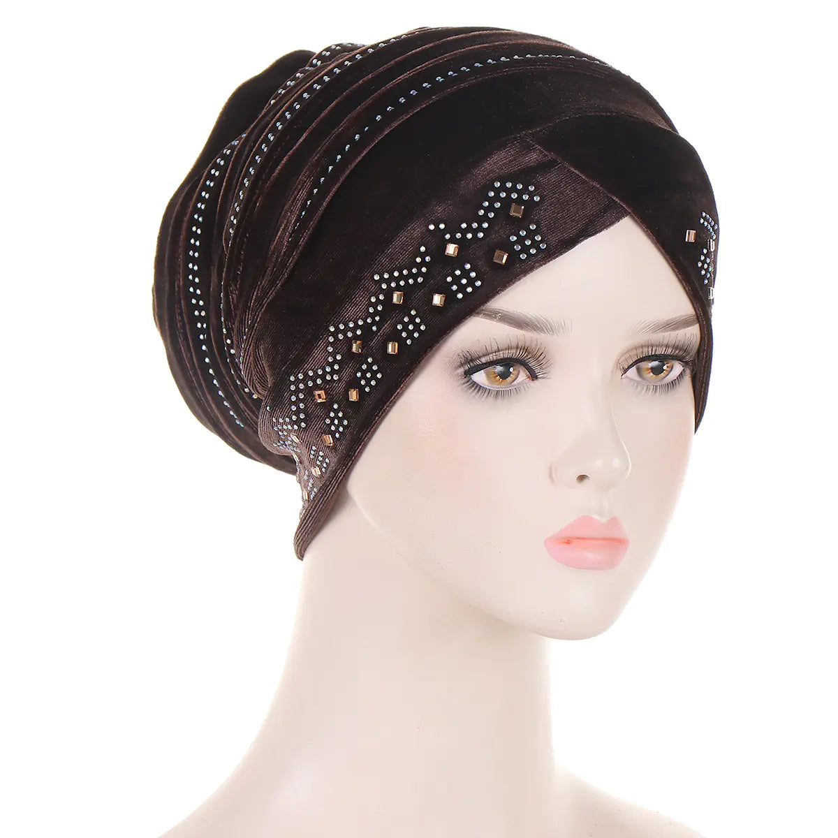 Velvet Bejeweled Muslim Turban Hat in Stock