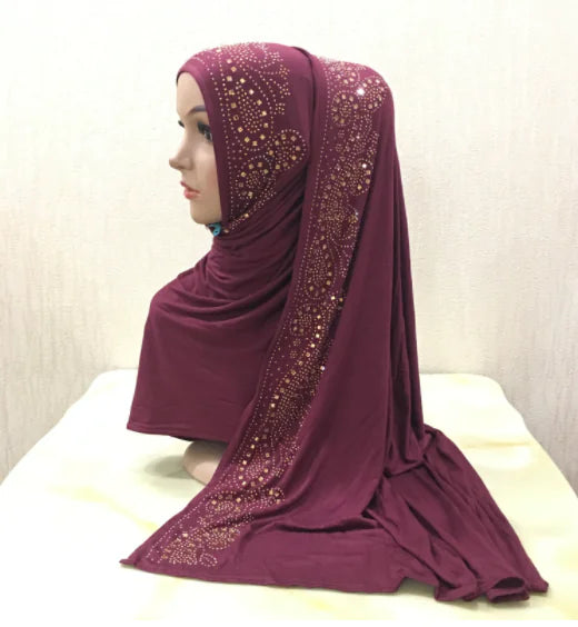 Scarf Hat with Pearl Chiffon Long Stole
