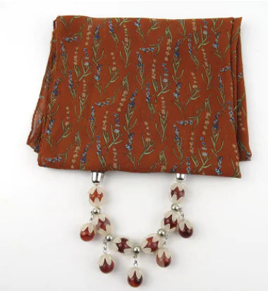 Necklace Scarf with Pendant for Muslim Headscarf