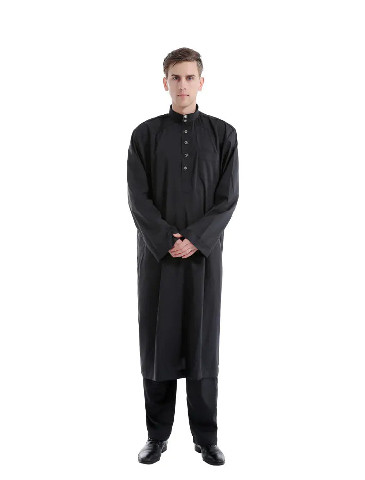 Solid Color Two-Piece Men's Muslim Robe