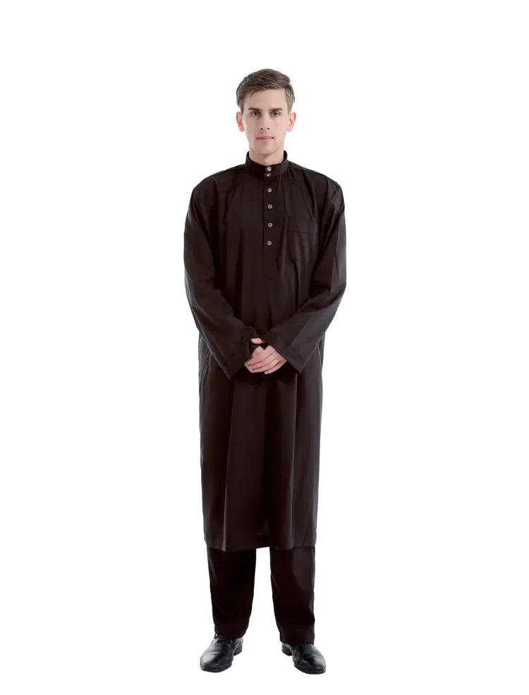 Solid Color Two-Piece Men's Muslim Robe