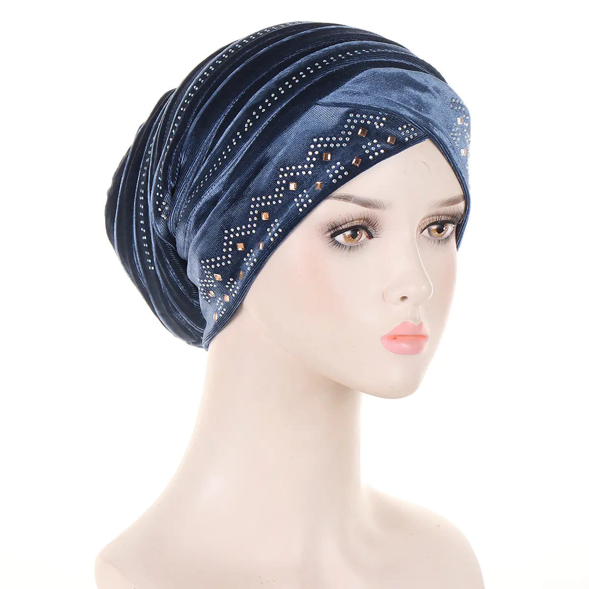 Velvet Bejeweled Muslim Turban Hat in Stock