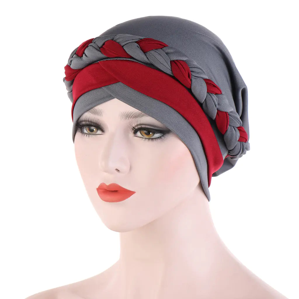 Two-Tone Milk Silk Scarf Cap