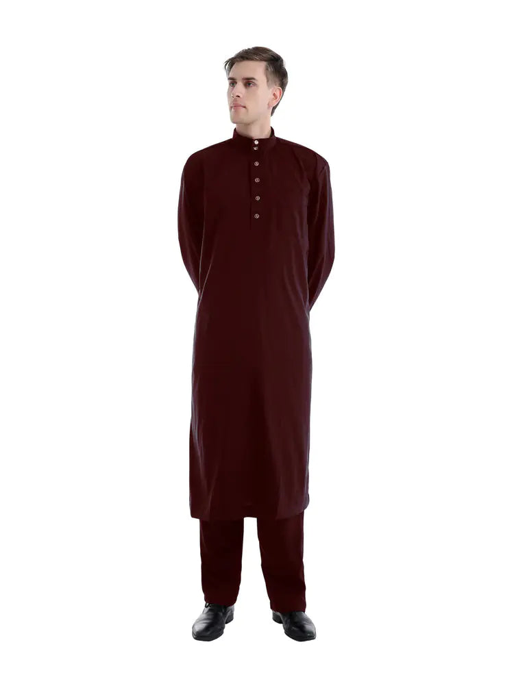 Solid Color Two-Piece Men's Muslim Robe