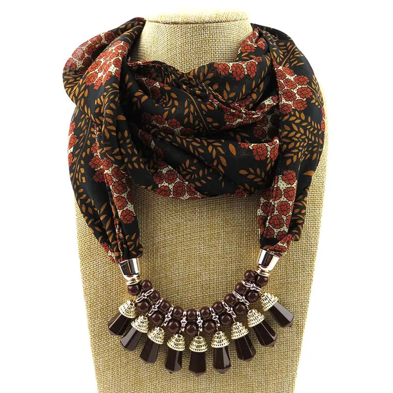 Necklace Scarf with Pendant for Muslim Headscarf