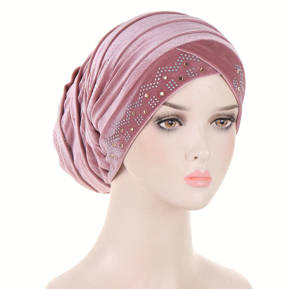 Velvet Bejeweled Muslim Turban Hat in Stock