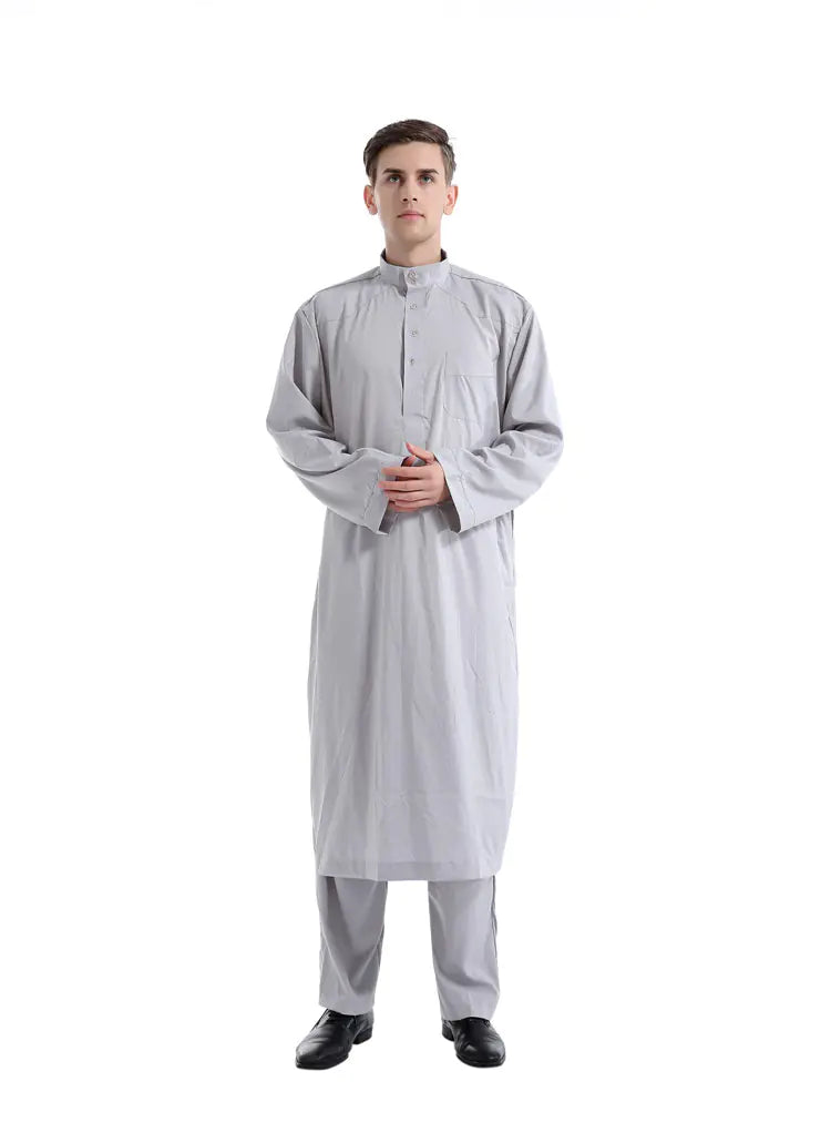 Solid Color Two-Piece Men's Muslim Robe