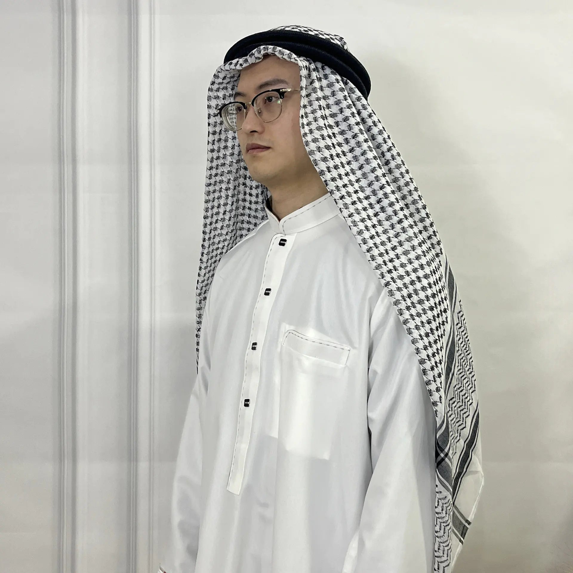 Headscarf Set with Wave Stripe Design