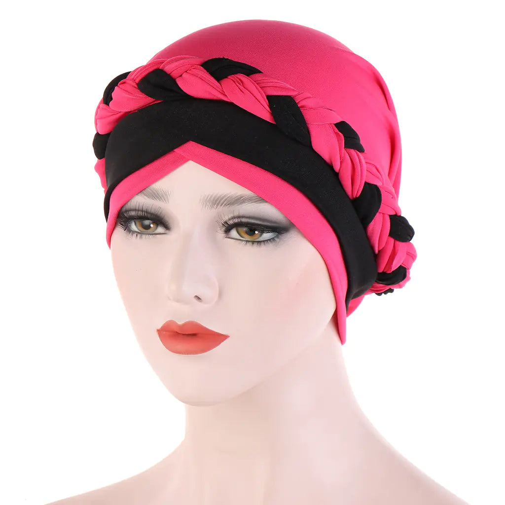 Two-Tone Milk Silk Scarf Cap