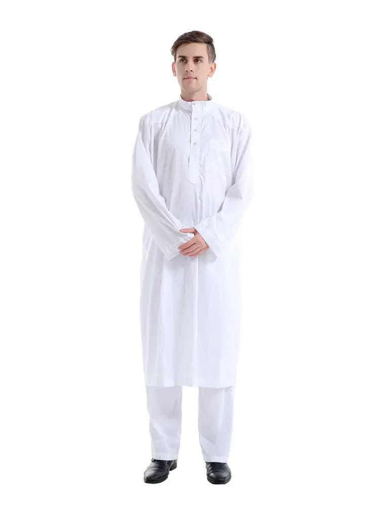 Solid Color Two-Piece Men's Muslim Robe