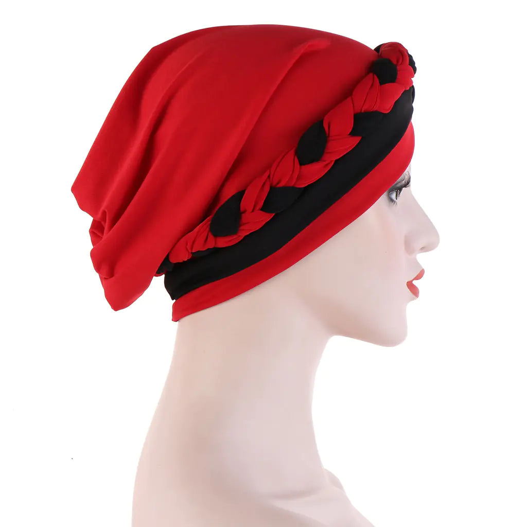 Two-Tone Milk Silk Scarf Cap