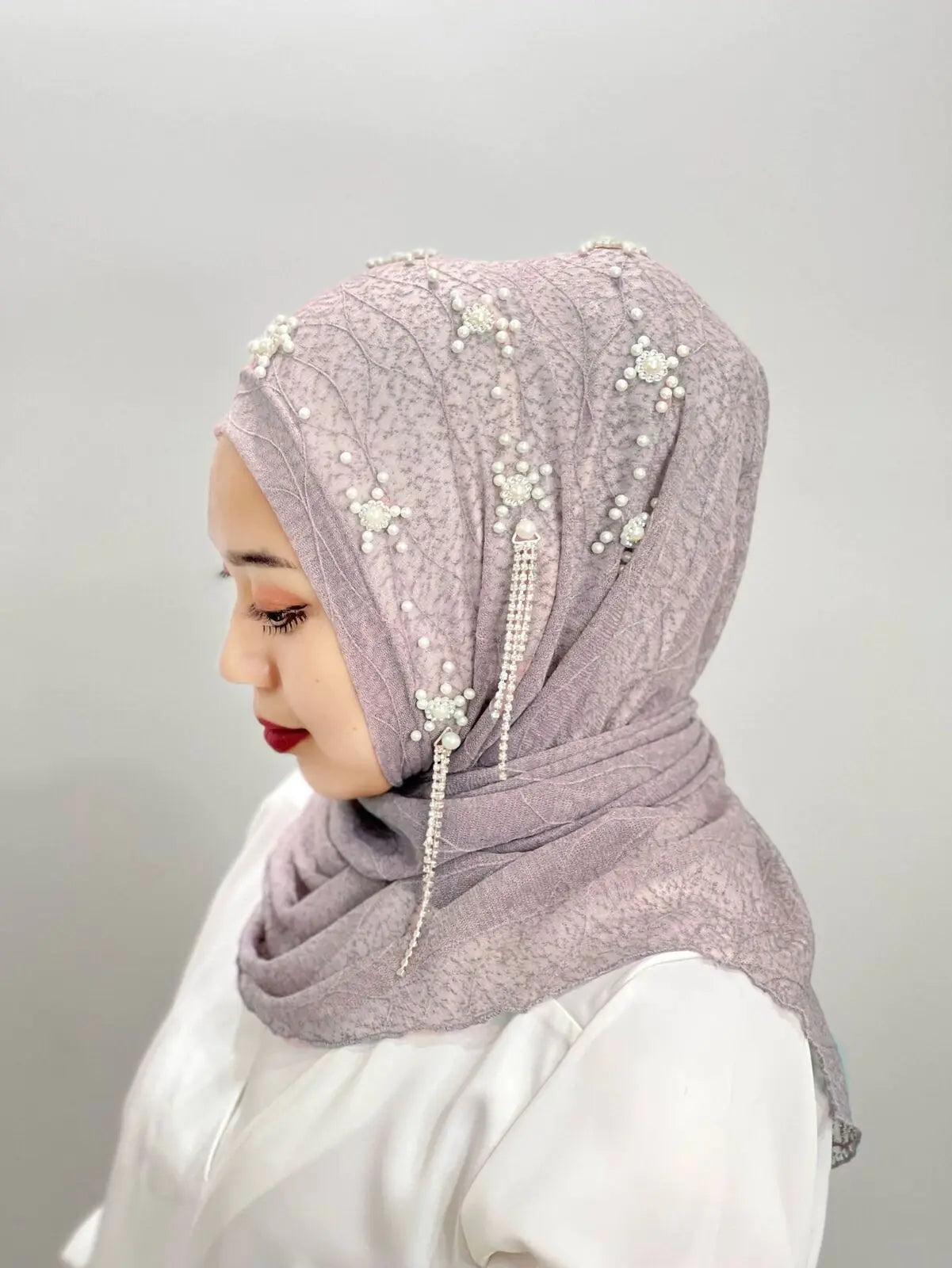 Hijab Scarf with Beads and Tassels