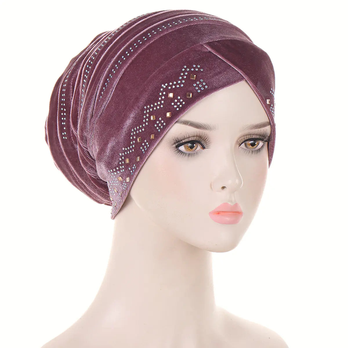 Velvet Bejeweled Muslim Turban Hat in Stock