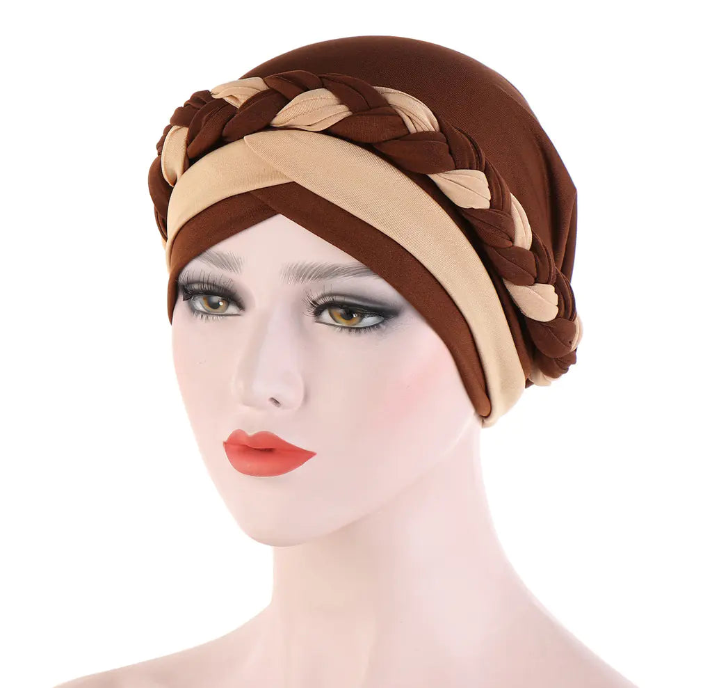 Two-Tone Milk Silk Scarf Cap