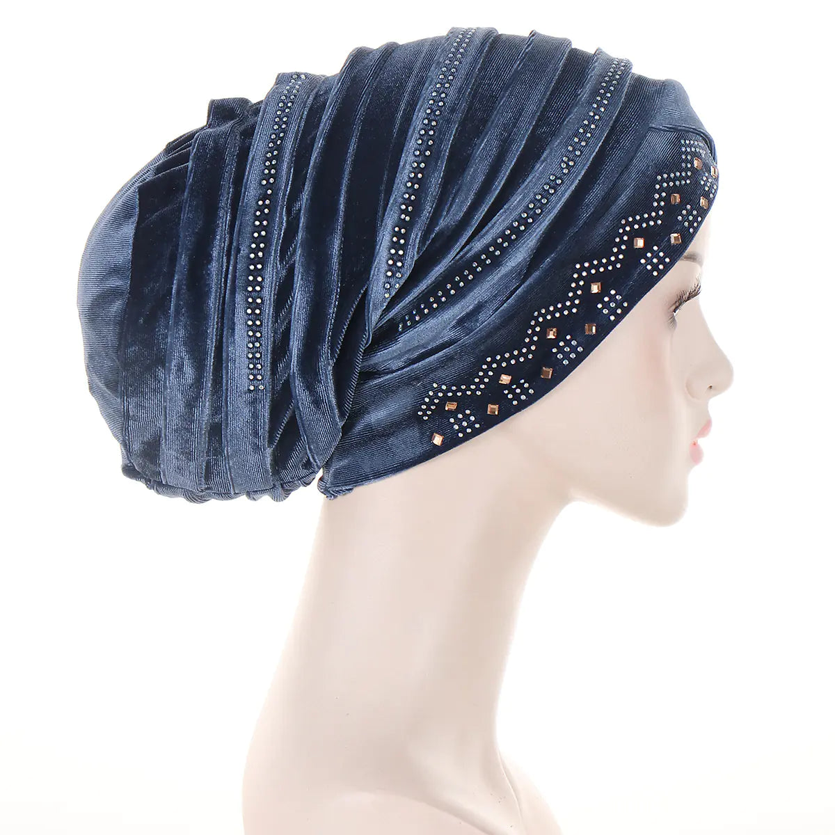 Velvet Bejeweled Muslim Turban Hat in Stock