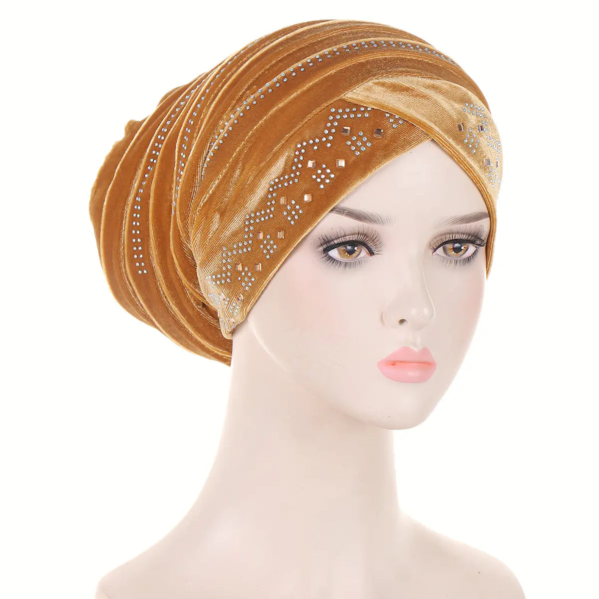 Velvet Bejeweled Muslim Turban Hat in Stock